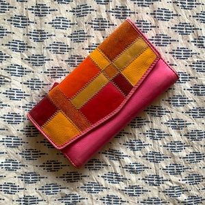 Fossil Pink Pattern Genuine Leather Wallet